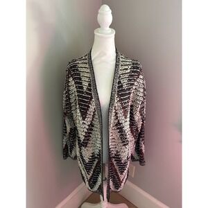 Lucky Brand Women's Cardigan Sweater Size‎ Large, Drape Open, Aztec Western Boho